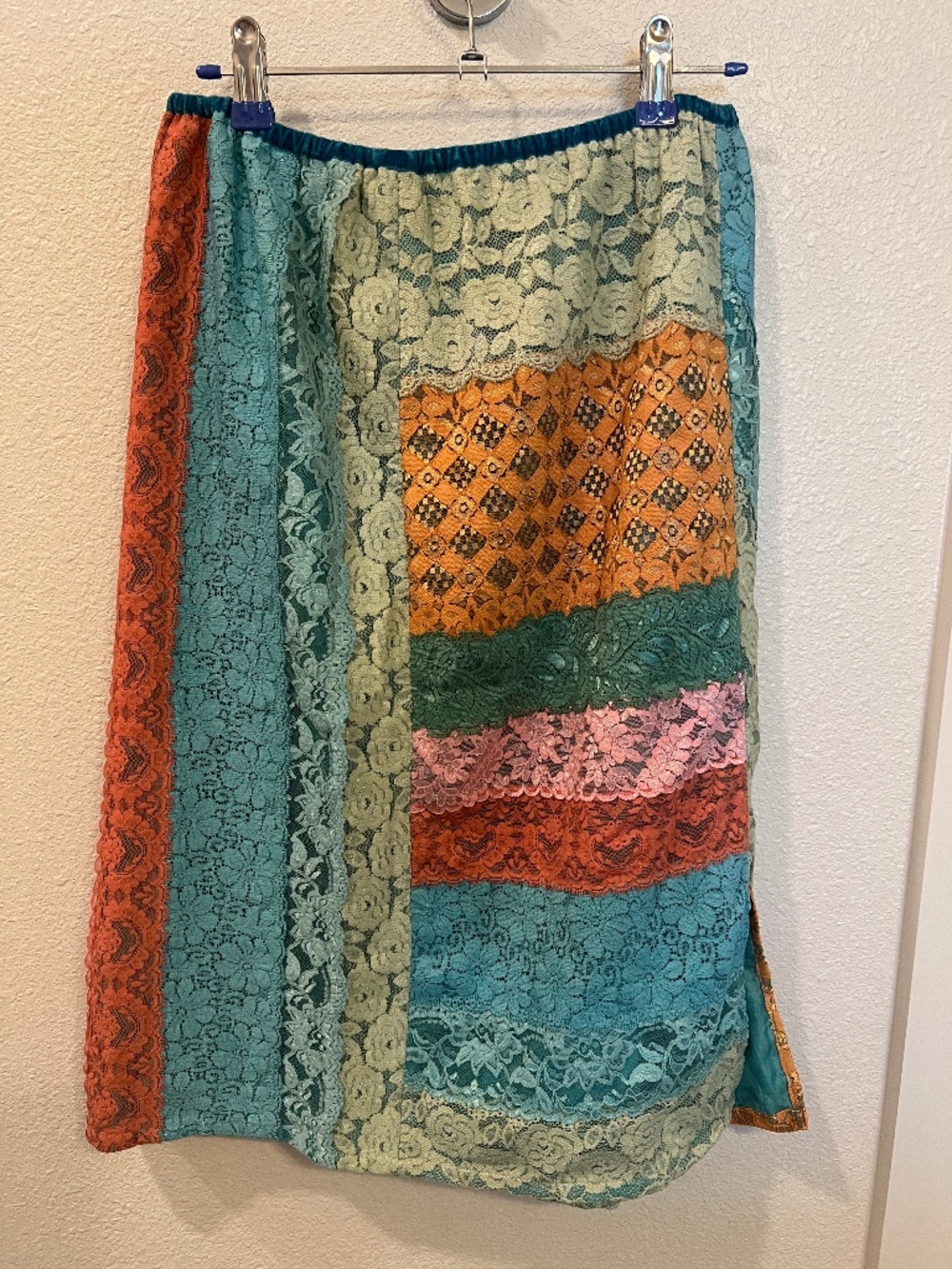 Colorful Lace Patchwork Skirt | Boho Vintage Statement Piece - Picture 2 of 5